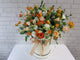 pure seed bk047 10  champagne roses + 20 orange ranunculus + white eustomas + lace flower + silver dollar leaves flower box