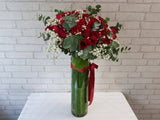 Red Rose & Baby Breath Vase - VS087