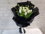 Timeless White Tulip Hand Bouquet -BQ745
