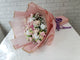 pure seed bq742 + Roses, 8 Carnation, Eustomas, Carnation Spray and Baby Breath + hand bouquet