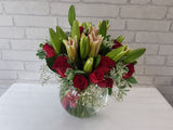 Red Rose & Lily Glass Vase - VS089