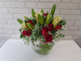 Red Rose & Lily Glass Vase - VS089