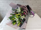 pure seed bq747 + Lilies, 10 Eustomas, Euphorbia & Eucalyptus Leaves  + hand bouquet