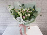 Pink & White Tulip Hand Bouquet - BQ751