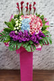 pure seed op203 +  Gerberas, Hydrangeas, Orchids, Eustomas, Ginger Flowers and Leaves + opening stand