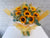 pure seed bk069 + Sunflower and Silver Dollar Leaves + table arrangement