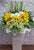 pure seed sy167 + hydrangeas , roses, lilies, gerberas, orchids, tuberoses + sympathy stand