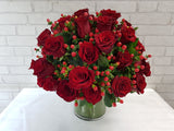 Red Rose Fire Floral Vase - VS092