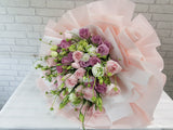 pureseed bq760 + Roses, eustomas and lace flower + hand bouquet