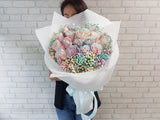 Rainbow Baby Breath Rose Hand Bouquet - BQ762