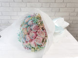 pureseed bq762 + rainbow roses, baby breath + hand bouquet