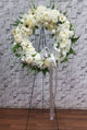 pureseed sy192 + Chrysanthemums, White Chrysanthemums, Roses, Gerberas and Baby Breath + sympathy stand