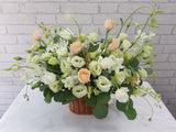 Gentle Eustoma & Rose Flower Basket - BK098