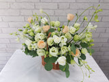 Gentle Eustoma & Rose Flower Basket - BK098