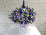 pureseed wn073 + Eustomas, Silver Dollar Leaves and Premium Wine + flower and wine arrangement
