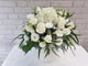 pureseed bk118 + Roses, Hydrangeas, Eustomas, Silver Leaves and Silver Dollar Leaves + flower box arrangement