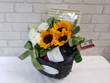 Sunflower Chocolate Wine Flower Basket - WN067