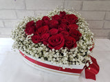 Rose Baby Breath Heart Box - BK142
