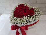 Rose Baby Breath Heart Box - BK142