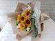 pureseed bq797 + Sunflowers, 5 Eustomas, Chamomile and Eucalyptus Leaves + hand bouquet