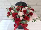 pureseed bk146 +  Roses, Red Berries and Eucalyptus Leaves + flower box