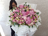 Hue Pink Hydrangeas Standing Bouquet - BK150