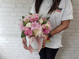 Pink Hydrangeas Eustoma Flower Box - BK155