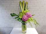 Elegant Hydrangeas & Anthurium Tall Vase - VS119