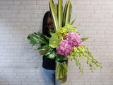 Elegant Hydrangeas & Anthurium Tall Vase - VS119