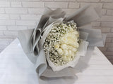 White Rose & Baby Breath Hand Bouquet- BQ826
