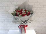 Red Rose & Baby Breath Hand Bouquet - BQ825