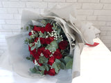 Red Rose & Baby Breath Hand Bouquet - BQ825