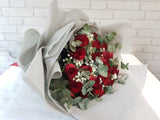 Red Rose & Baby Breath Hand Bouquet - BQ825