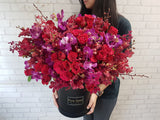 Red Rose Mokara Orchid Flower Box - BK163
