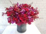 Red Rose Mokara Orchid Flower Box - BK163