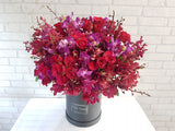 Red Rose Mokara Orchid Flower Box - BK163