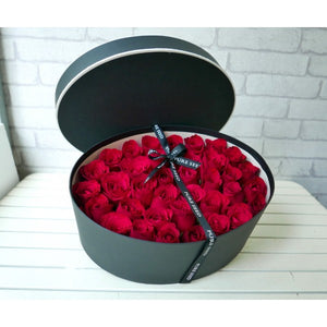 pure seed bk567 red roses oval flower box