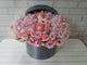 pure seed bk824 light pink hued hydrangeas + roses + eustomas flower box