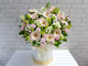 pure seed bk945 pastel hued gerberas + lilies + carnation spray + eustomas flower box