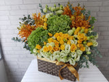 Radiance Hydrangea & Rose Flower Basket - BK852