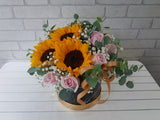 Sunflower & Rose Flower Basket - BK846