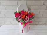 pure seed bk972 hot pink & roses + pink eustomas flower box
