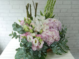 Hydrangeas & Tuberose Flower Basket - BK336