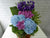 pure seed bk485 20 purple roses + 2 blue hydrangeas + 10 purple matthiolas flower basket