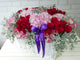 pure seed bk526 3 pink hydrangeas + 40 red roses + eustomas + silver leaves flower basket