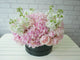 pure seed bk537 pink hydrangeas & roses + white matthiolas flower box
