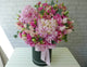 pure seed bk592 pink hydrangeas + roses + eustomas + alstroemeria table flower arrangement