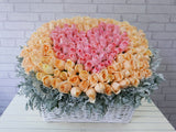 pure seed bk653 heart shaped 200 roses flower basket arrangement