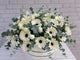 pure seed bk847 white gerberas + white roses + eucalyptus leaves flower box