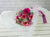 pure seed bq533 pink & hot pink gerberas + pink eustomas hand bouquet in white wrappers